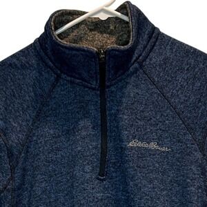 Eddie Bauer Men's Quarter Zip‎ Pullover Fleece Sweater Blue Medium M